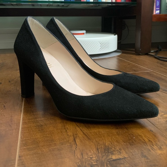 Minnelli black suede heels size 37/ US 6.5 - Picture 3 of 5